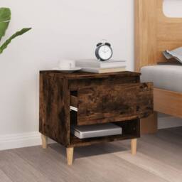 Berkfield Home Elegant Bedside Table Smoked Oak 50x46x50 Engineered Wood in Brown - thumbnail 1