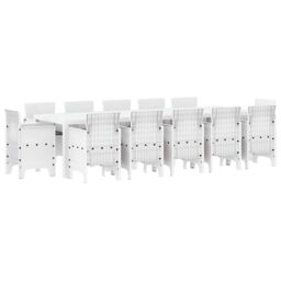Berkfield Home 13 Piece Garden Dining Set with Cushions White Poly Rattan - thumbnail 2