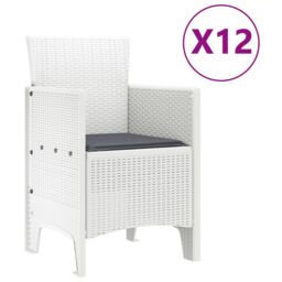 Berkfield Home 13 Piece Garden Dining Set with Cushions White Poly Rattan - thumbnail 5