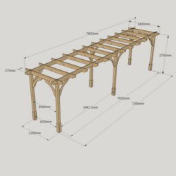 Rutland County Garden Furniture Ltd Premium Pergola 6 Posts - Wood - L180 x W780 x H270 cm - Light Green in Brown - thumbnail 4