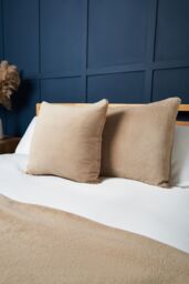 BHS Microfleece Cushion in Beige - Size: 59 cm x 59 cm - thumbnail 1