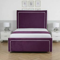 Living Comfort Bedz Verona Upholstered Bed Frame Slatted Base with 48 Inch Headboard in Purple - Size: Super King - thumbnail 2