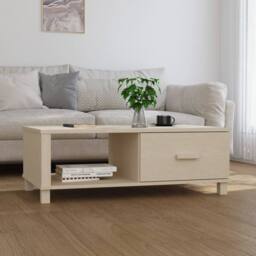 Berkfield Home Coffee Table HAMAR Honey Brown 100x55x35 cm Solid Wood Pine in Light Beige - Size: 100 x 55 x 35 cm - thumbnail 2