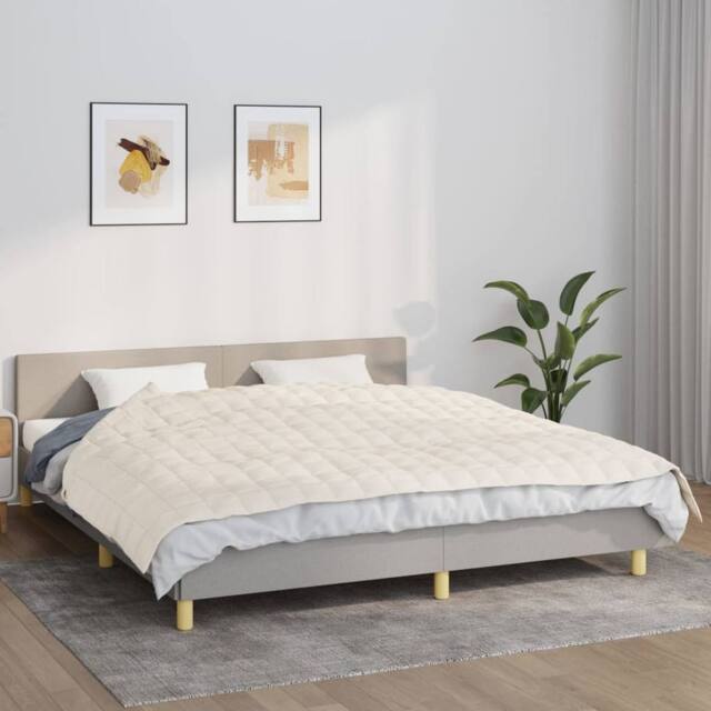 Berkfield Home Weighted Blanket Light Cream 155x220 cm 7 kg Fabric - image 1
