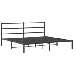 Berkfield Home Metal Bed Frame without Mattress with Headboard Black 180x200cm - Size: Super King - thumbnail 3