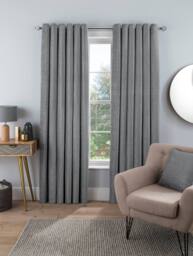 Smart Living Luxury Chenille Eyelet Lined Curtains - 2 Panels in Silver - Size: 117 cm width x 137 cm drop - thumbnail 8