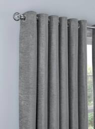 Smart Living Luxury Chenille Eyelet Lined Curtains - 2 Panels in Silver - Size: 117 cm width x 137 cm drop - thumbnail 6