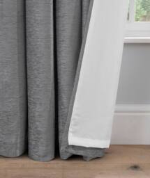 Smart Living Luxury Chenille Eyelet Lined Curtains - 2 Panels in Silver - Size: 117 cm width x 137 cm drop - thumbnail 7