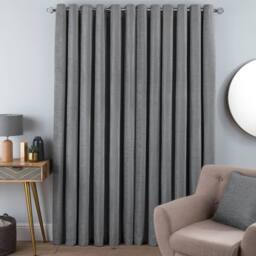 Smart Living Luxury Chenille Eyelet Lined Curtains - 2 Panels in Silver - Size: 117 cm width x 137 cm drop - thumbnail 2