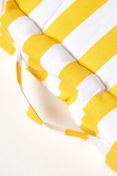 Homescapes Cotton Thick Stripe Floor Cushion in Yellow - Size: 50 cm x 50 cm - thumbnail 4