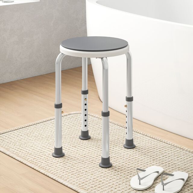 HOMCOM 360 Degree Swivel Shower Stool with Non-Slip Feet for Disabled, Grey - image 1
