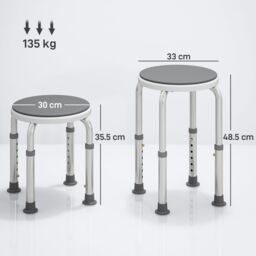 HOMCOM 360 Degree Swivel Shower Stool with Non-Slip Feet for Disabled, Grey - thumbnail 3