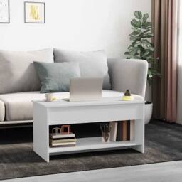 Berkfield Home Modern 809647 Coffee Table White 102x50x52, 5 cm Engineered Wood - thumbnail 1