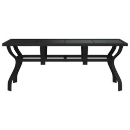 Berkfield Home Garden Table Black 180x80x70 cm Steel & Glass - Size: 180 x 80 x 70 cm - thumbnail 3