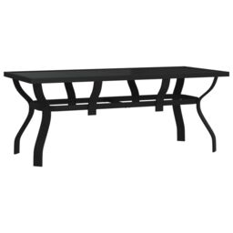 Berkfield Home Garden Table Black 180x80x70 cm Steel & Glass - Size: 180 x 80 x 70 cm - thumbnail 2