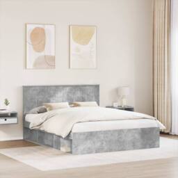 Berkfield Home Bed Frame with Headboard Concerte 160 x 200 cm Solid Pine Wood in Grey - thumbnail 3
