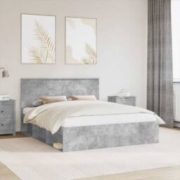 Berkfield Home Bed Frame with Headboard Concerte 160 x 200 cm Solid Pine Wood in Grey - thumbnail 1