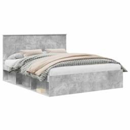 Berkfield Home Bed Frame with Headboard Concerte 160 x 200 cm Solid Pine Wood in Grey - thumbnail 2