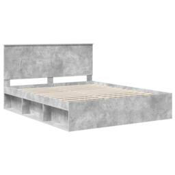 Berkfield Home Bed Frame with Headboard Concerte 160 x 200 cm Solid Pine Wood in Grey - thumbnail 4