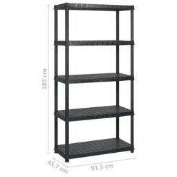 Berkfield Home Storage Shelf 5-Tier Black 183x45.7x185 cm Plastic - thumbnail 5