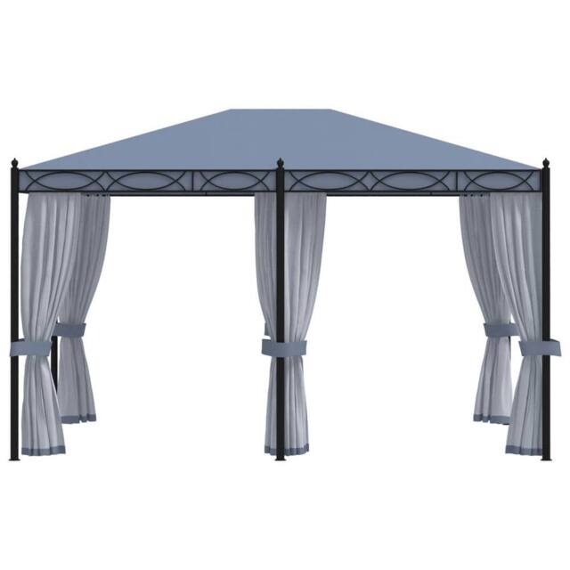 Berkfield Home Gazebo with Mesh Screens 3x4 m Anthracite Steel in Black - image 1