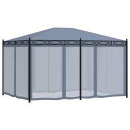Berkfield Home Gazebo with Mesh Screens 3x4 m Anthracite Steel in Black - thumbnail 4