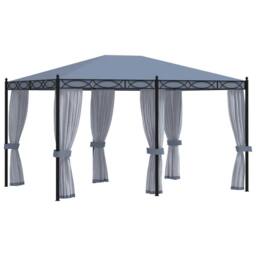 Berkfield Home Gazebo with Mesh Screens 3x4 m Anthracite Steel in Black - thumbnail 2