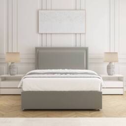 "BSSPOKE Ella Divan Bed Plush Velvet 24"" Headboard & No Mattress No Drawers in Silver - Size: King" - thumbnail 2