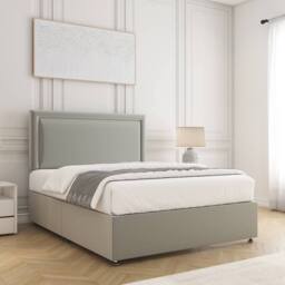 "BSSPOKE Ella Divan Bed Plush Velvet 24"" Headboard & No Mattress No Drawers in Silver - Size: King" - thumbnail 3