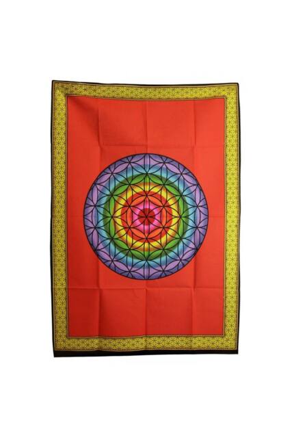 KDMD Rainbow Flower of Life Wall Art - 70x110cm Cotton Decor - Size: 70x110 cm - image 1