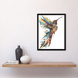 Artery8 Colourful Abstract Sylph Hummingbird Folk Art Framed Art Print - Size: A4 - thumbnail 4