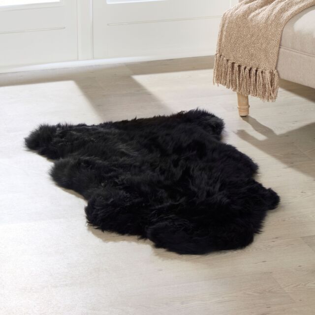 Native Natural Black Sheepskin Rug XXL - Size: 60 cm x 120 cm - image 1