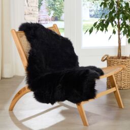 Native Natural Black Sheepskin Rug XXL - Size: 60 cm x 120 cm - thumbnail 2