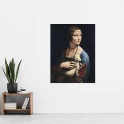 "Artery8 Lady with an Ermine La Belle Ferronniere Da Vinci Wall Art Print in Black - Size: W18"" x H24""" - thumbnail 4