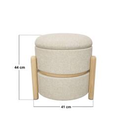 Solace+Co Ada Storage Pouffe Beige Fabric - thumbnail 6