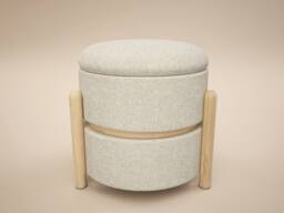 Solace+Co Ada Storage Pouffe Beige Fabric - thumbnail 4