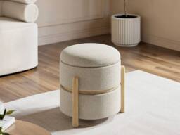 Solace+Co Ada Storage Pouffe Beige Fabric - thumbnail 2