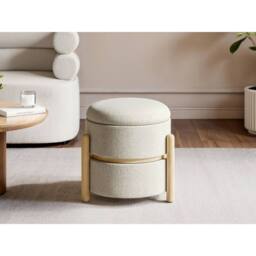 Solace+Co Ada Storage Pouffe Beige Fabric