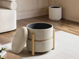 Solace+Co Ada Storage Pouffe Beige Fabric - thumbnail 3