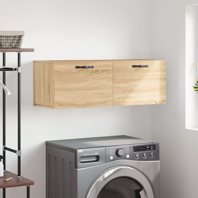 Berkfield Home Wall Cabinet Sonoma Oak 100x36.5x35 cm Engineered Wood in Brown - image 1