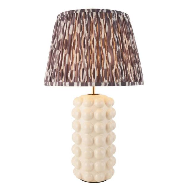 Netlighting Bobble White Table Lamp Grey Fabric Ikat Shade 35cm B22 - image 1