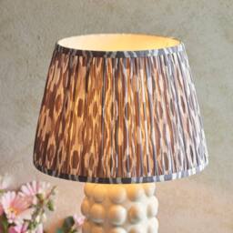 Netlighting Bobble White Table Lamp Grey Fabric Ikat Shade 35cm B22 - thumbnail 4