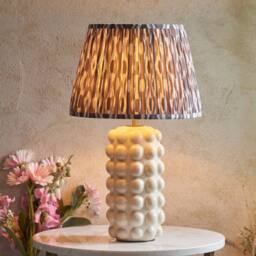 Netlighting Bobble White Table Lamp Grey Fabric Ikat Shade 35cm B22 - thumbnail 2