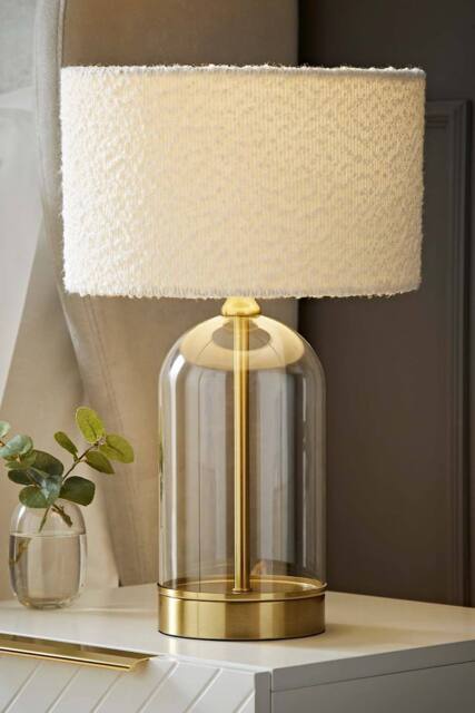 ValueLights Jessy Gold Glass Table Lamp With Boucle Shade - image 1