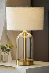 ValueLights Jessy Gold Glass Table Lamp With Boucle Shade
