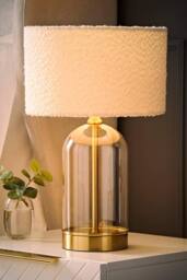 ValueLights Jessy Gold Glass Table Lamp With Boucle Shade - thumbnail 2