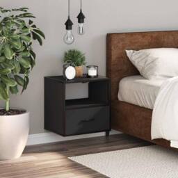 Berkfield Home Wall-mounted Bedside Cabinet Black 40x31x39.5 cm - thumbnail 3