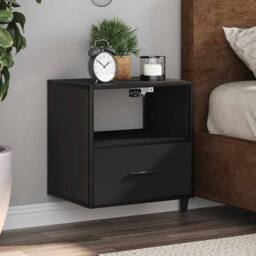 Berkfield Home Wall-mounted Bedside Cabinet Black 40x31x39.5 cm - thumbnail 2
