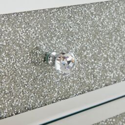 FurnitureboxUK Stella Crushed Diamond Effect Mirrored 3 Drawer Bedside Table in Silver - thumbnail 6