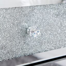 FurnitureboxUK Stella Crushed Diamond Effect Mirrored 3 Drawer Bedside Table in Silver - thumbnail 4
